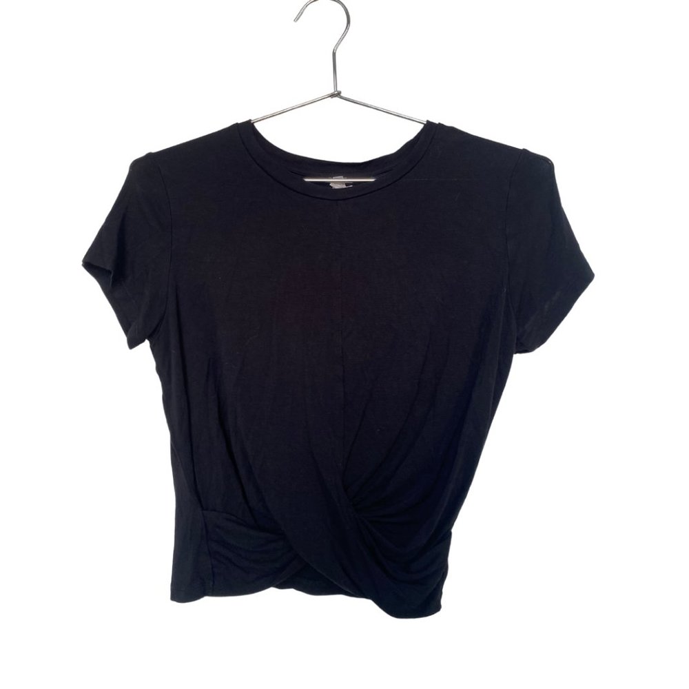 black front crossover detail, crop top, xs